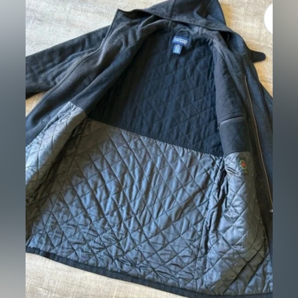 Vintage Lands End Navy Original Tiroler Loden Toggle Coat w/Hood Size M - Picture 5 of 16